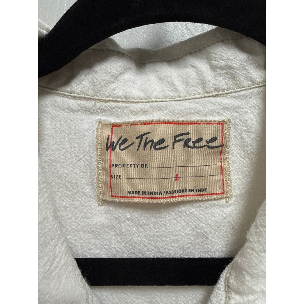 Free People We The Free White Denim Oversized Long Sleeve Button Down Size Lg - Picture 7 of 9